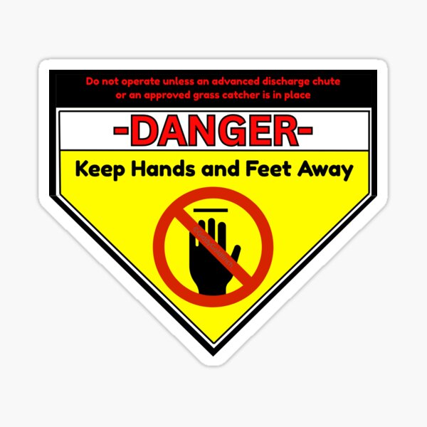 Item preview, Keep Hands and Feet Away Deck Label Lawnmower designed and sold by giddygoldfinch.