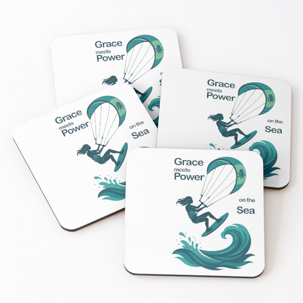 Item preview, Kite surfing, kite boarding, female flying high designed and sold by Visions of the Magpie.