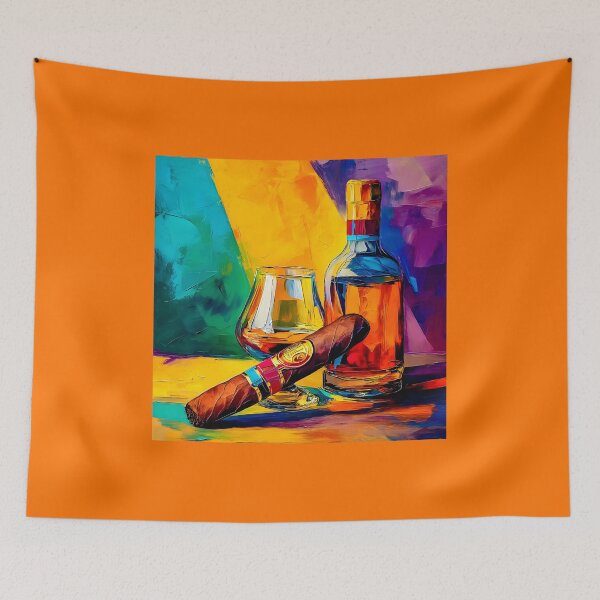 Item preview, Ignite the Night with Fine Spirits and a Smoldering Cigar in a Burst of Vibrant Color designed and sold by OlfactoART Studio.