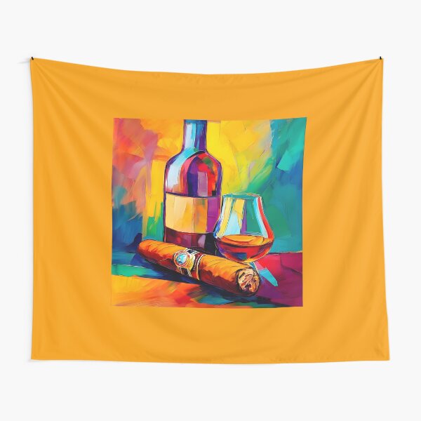 Item preview, Savor the Flavor with a Rich Pour and a Bold Smoke Framed by Colorful Brushstrokes designed and sold by OlfactoART Studio.