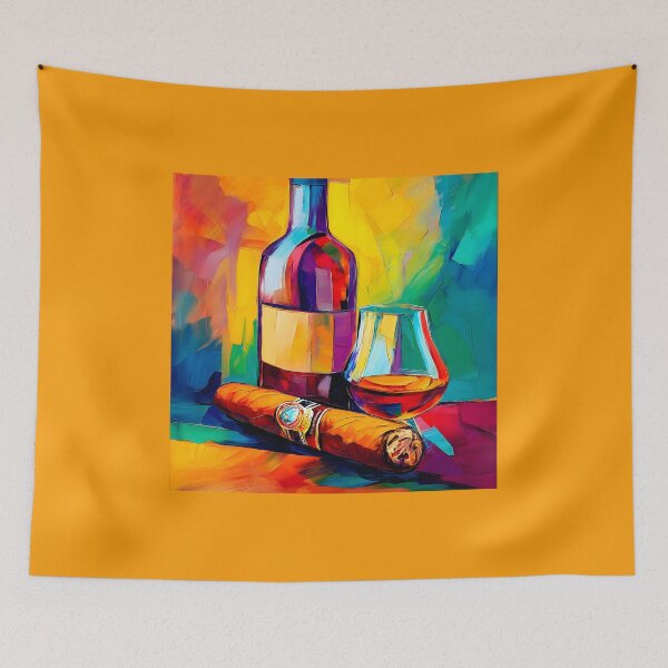 Item preview, Savor the Flavor with a Rich Pour and a Bold Smoke Framed by Colorful Brushstrokes designed and sold by OlfactoART Studio.