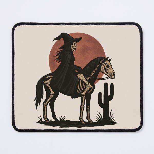 Item preview, Skeleton Witch Rider – Western Gothic Italian Design Art designed and sold by CozyLab.