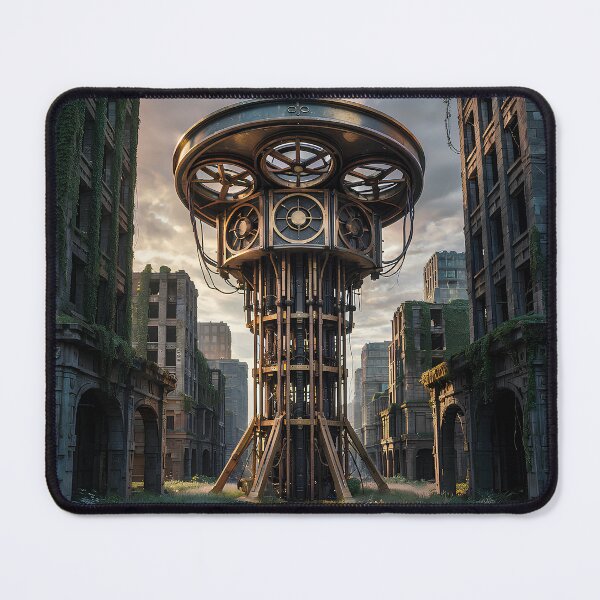 Item preview, Quantum Power – 16th Century Sci-Fi Machine in Post-Apocalyptic City Poster designed and sold by paulo silveira.