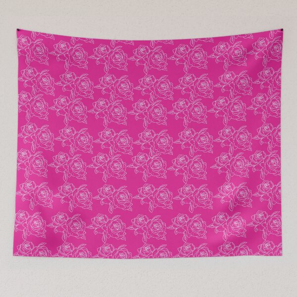 Item preview, white roses on a bright pink background designed and sold by StampYourself.