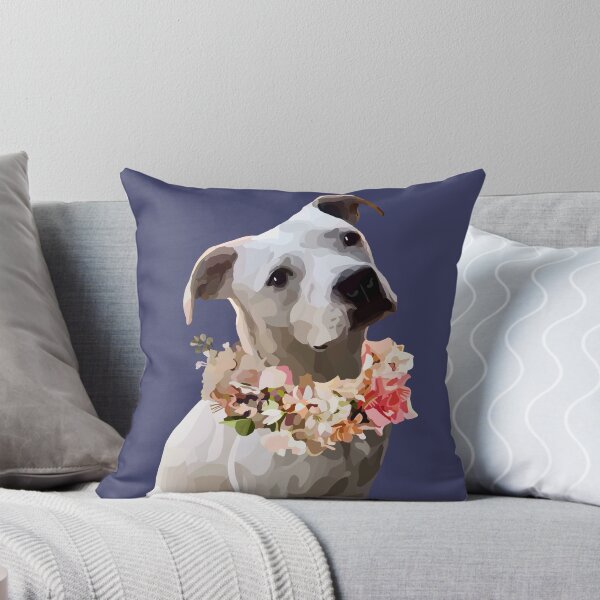 Item preview, Pittie with floral collar designed and sold by Sarah Bond.