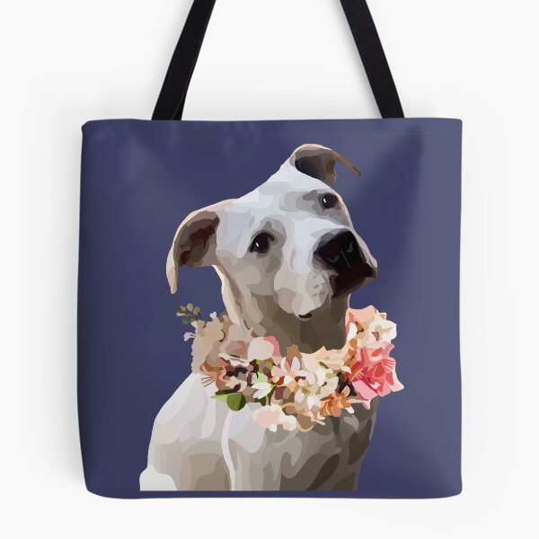 Item preview, Pittie with floral collar designed and sold by Sarah Bond.