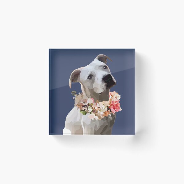 Item preview, Pittie with floral collar designed and sold by Sarah Bond.