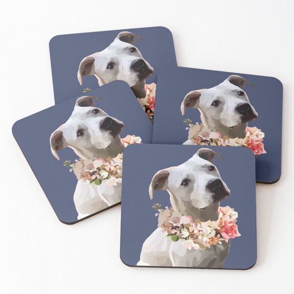 Item preview, Pittie with floral collar designed and sold by Sarah Bond.