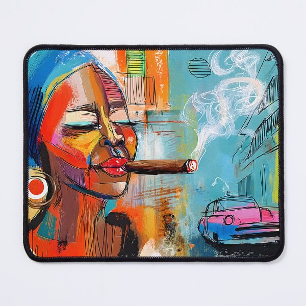 Item preview, Woman Enjoying a Large Cuban Cigar- Command the Havana Streets with Bold Style and a Smoldering Cigar in Hand designed and sold by OlfactoART Studio.