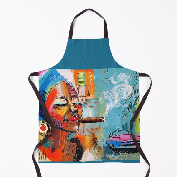 Item preview, Woman Enjoying a Large Cuban Cigar- Command the Havana Streets with Bold Style and a Smoldering Cigar in Hand designed and sold by OlfactoART Studio.