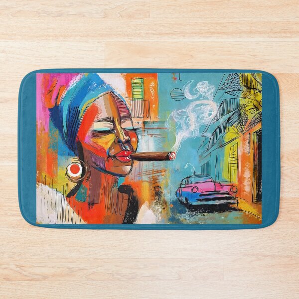 Item preview, Woman Enjoying a Large Cuban Cigar- Command the Havana Streets with Bold Style and a Smoldering Cigar in Hand designed and sold by OlfactoART Studio.