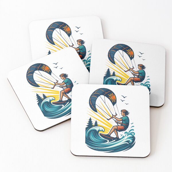 Item preview, Kite sailing sunset, big waves, and wild fun designed and sold by Visions of the Magpie.