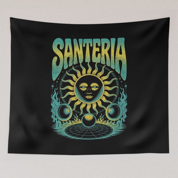 Item preview, Santeria Psychedelic Sun Art – Retro Mystical Surreal Illustration designed and sold by Mystikos Art.