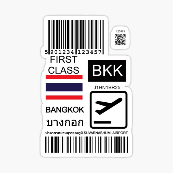Item preview, Bangkok Suvarnabhumi Airport luggage tag / ticket designed and sold by Travellerz.