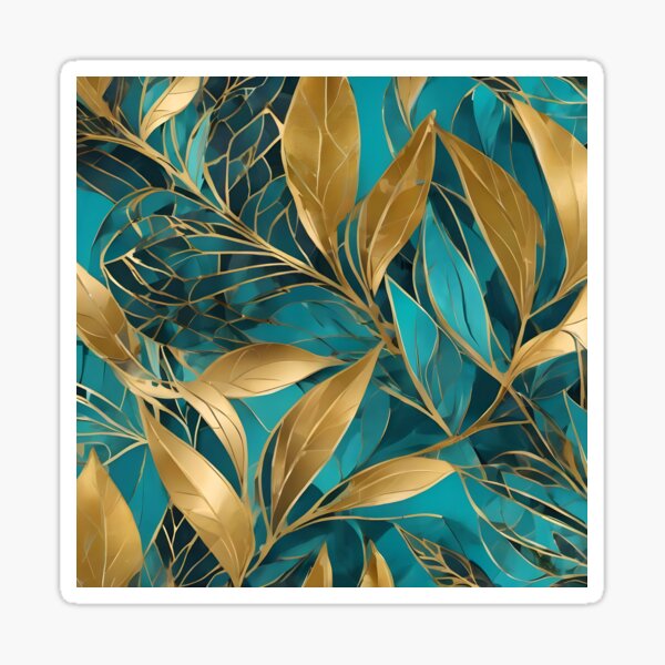 Item preview, Turquoise Gold Boho Leaves Trendy Collection designed and sold by TrendyDesigne412.