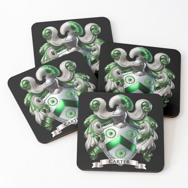 Item preview, Carter Family Crest – Proud Ancestral Coat of Arms with Emerald Green Accents designed and sold by Highlandkings.