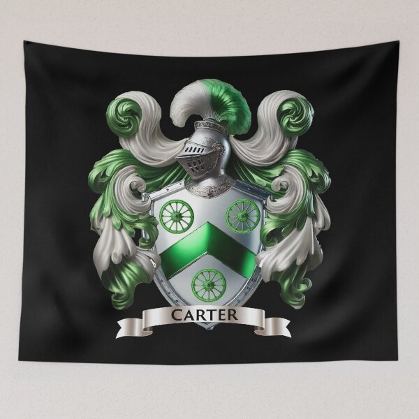 Item preview, Carter Family Crest – Proud Ancestral Coat of Arms with Emerald Green Accents designed and sold by Highlandkings.