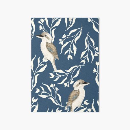 Item preview, Kookaburras and gums on a deep earthy blue background designed and sold by SCdesignqld.