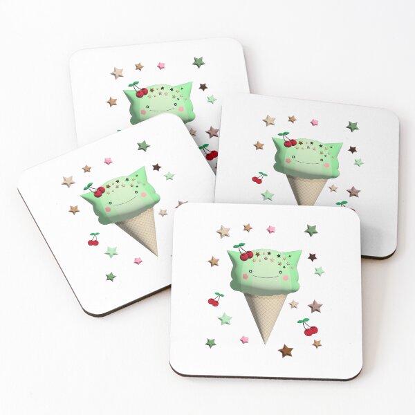 Item preview, Mint chocolate chip ice cream smiley cat 3D designed and sold by Greatbluewhale3.