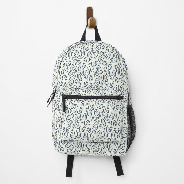 Item preview, Gum leaves & florals in a deep earthy blue on a cream background designed and sold by SCdesignqld.