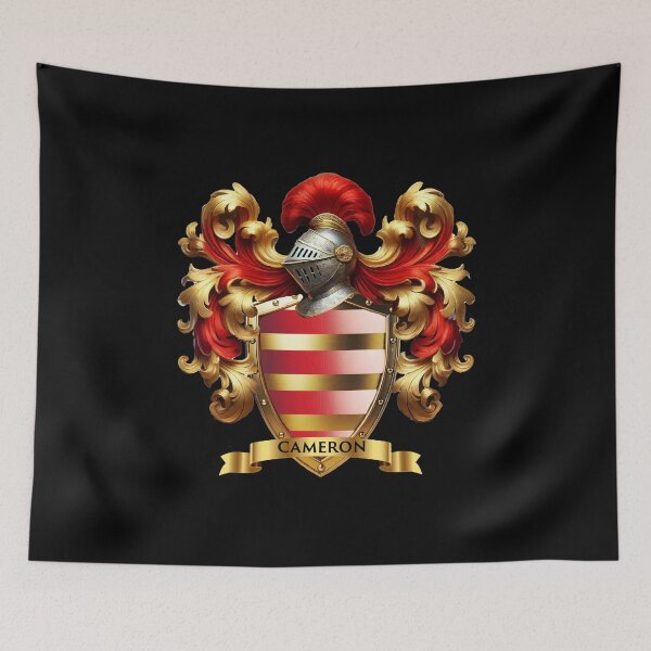 Item preview, Cameron Family Crest – Heritage Coat of Arms with Regal Red and Gold Flourishes designed and sold by Highlandkings.
