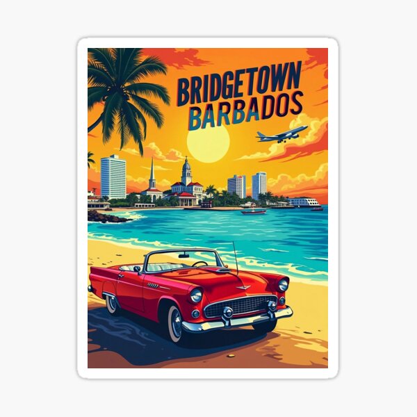 Item preview, Vibrant Bridgetown Barbados | Retro Pop Art Travel Poster | Colorful Island Vibes | Tropical Paradise Art | Barbados Cityscape designed and sold by PaintedPixels01.