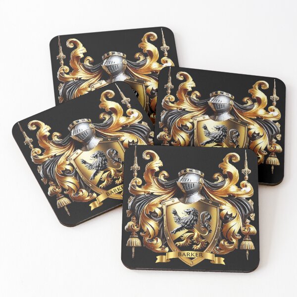 Item preview, Barker Family Crest – Noble Coat of Arms with Black & Gold Elegance designed and sold by Highlandkings.