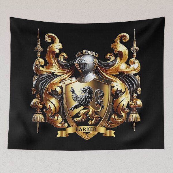 Item preview, Barker Family Crest – Noble Coat of Arms with Black & Gold Elegance designed and sold by Highlandkings.