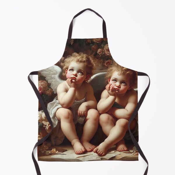 Item preview, Bored Cherubs, Thinking Cupids, Raphael-Style Angel Art, Rococo Floral Twins, Victorian Painting Print designed and sold by Anticulture.