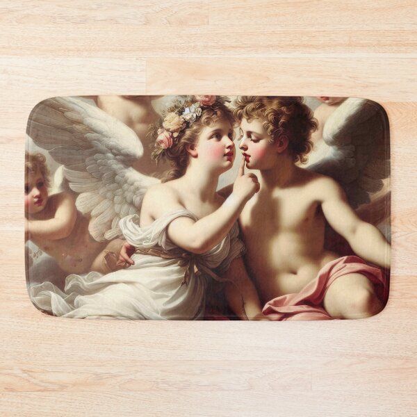 Item preview, Mythology Cupid and Psyche, Lovers Putti, Valentine Cherubs Rococo Angel Baroque Floral Painting designed and sold by Anticulture.