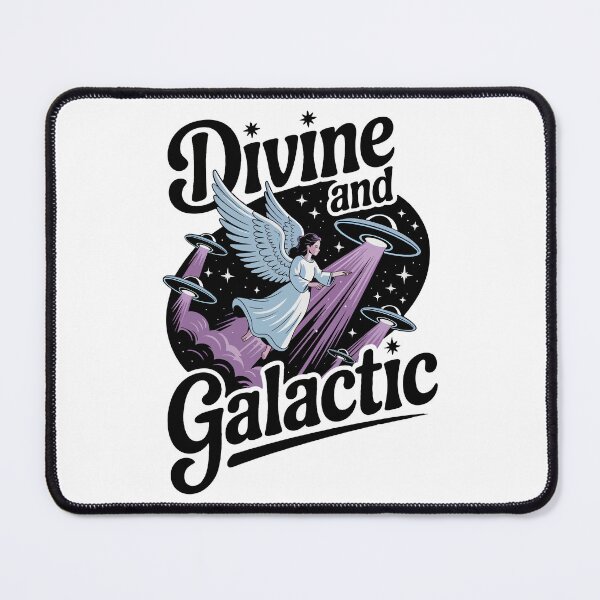 Item preview, Divine and Galactic Angel with UFOs – Cosmic Fantasy Alien Art designed and sold by Zanigold.