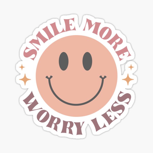 Item preview, Smile More Worry Less - Cute Retro Smiley Face Positive Quote Design designed and sold by Blackdrilldesigns.