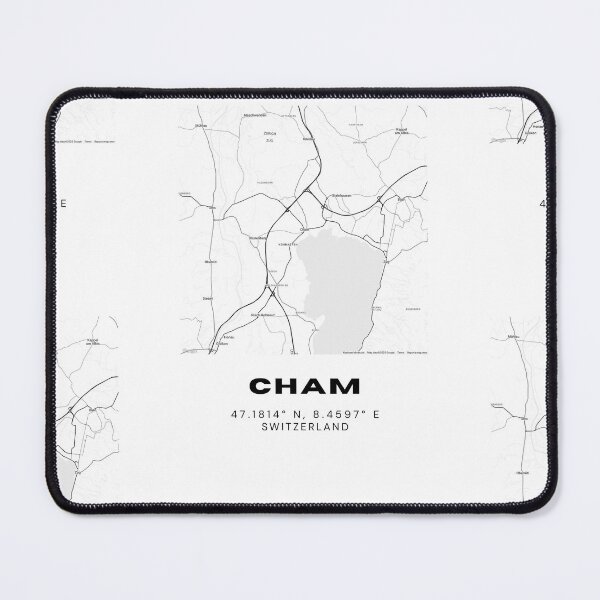 Item preview, Cham Switzerland Minimalist Black & White Map Print designed and sold by RM-Journey.
