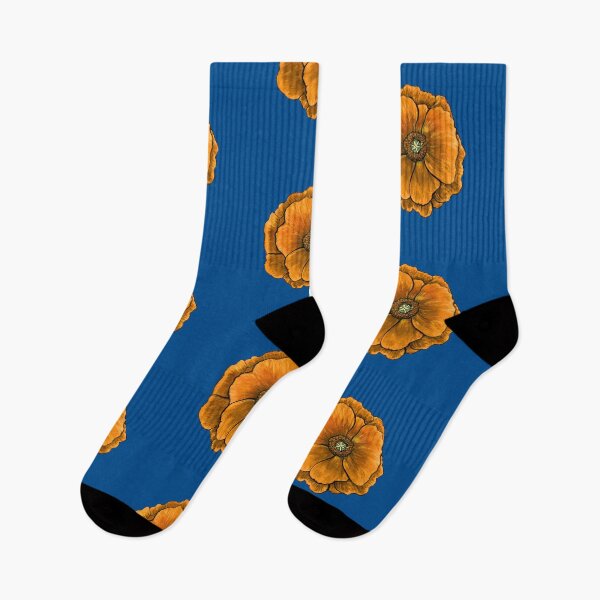Item preview, California Poppy (solo, orange on blue) by Robert Saenz designed and sold by Robert Saenz.