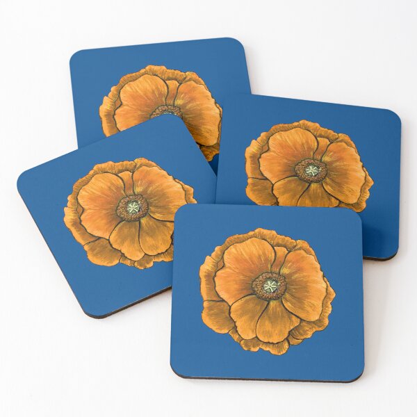 Item preview, California Poppy (solo, orange on blue) by Robert Saenz designed and sold by Robert Saenz.
