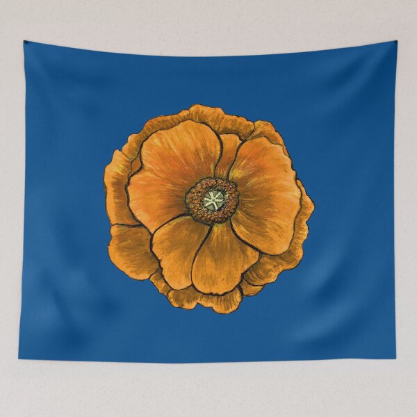 Item preview, California Poppy (solo, orange on blue) by Robert Saenz designed and sold by Robert Saenz.