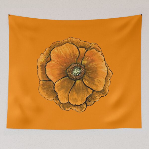 Item preview, California Poppy (solo, orange on autumn orange) by Robert Saenz designed and sold by Robert Saenz.