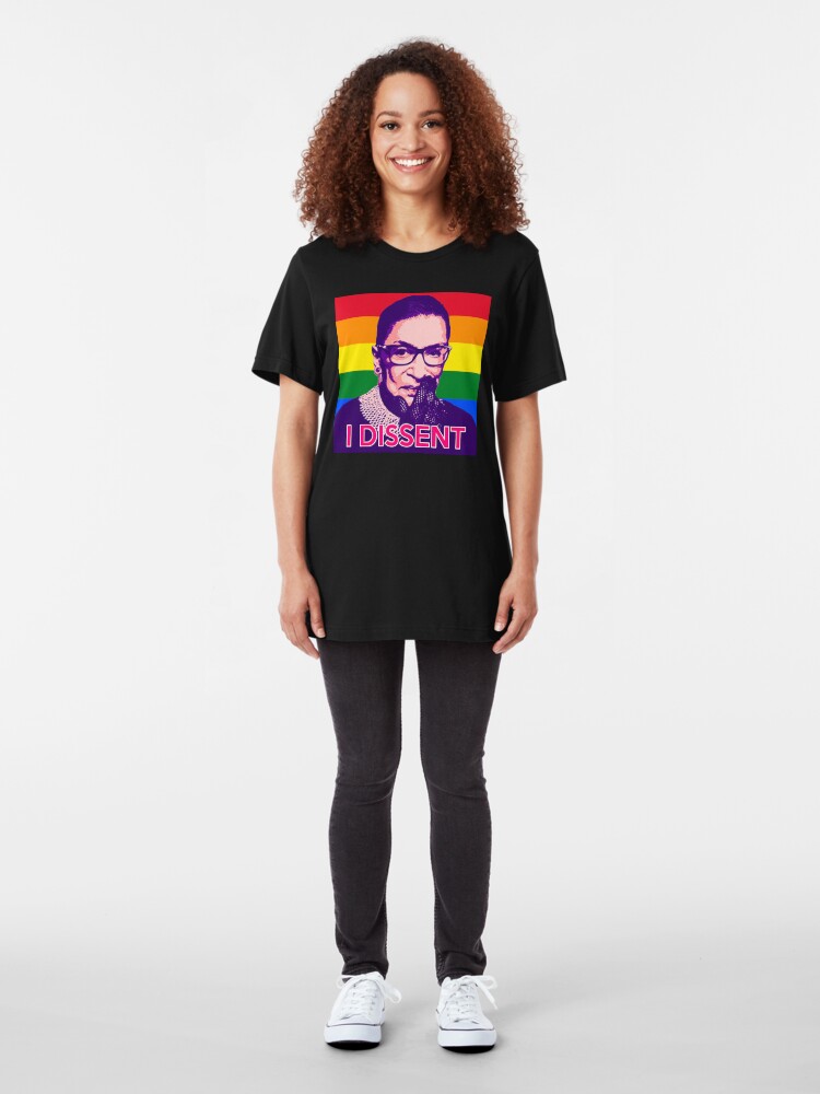 Alternate view of Notorious RBG - Gay Pride Flag Slim Fit T-Shirt