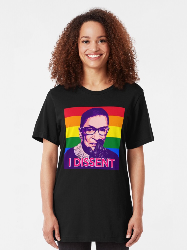 Alternate view of Notorious RBG - Gay Pride Flag Slim Fit T-Shirt