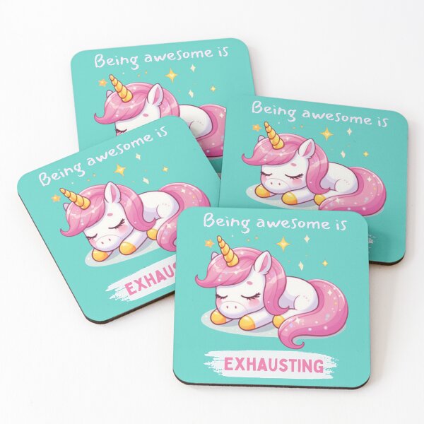 Item preview, Being awesome is Exhausting - Adorable Cartoon Unicorn designed and sold by Vicky021.