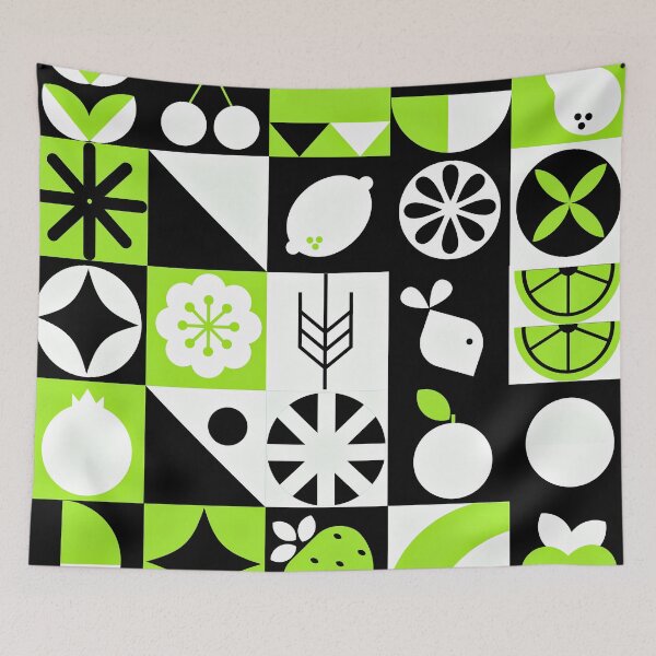 Item preview, Mid-Century Modern Bauhaus Lime Green, White, Black Design designed and sold by DEC02.