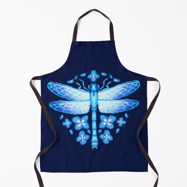 Item preview, Blue Dragonfly and Hydrangeas in Pixel Art designed and sold by narwhalwall.