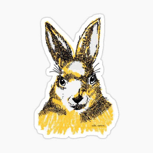 Item preview, Yellow Hare Illustration – Ink and Texture Style designed and sold by romiacha.