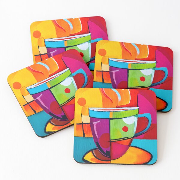 Item preview, Steaming Cup - A Vibrant Abstract Coffee Moment with Bold Hues and Lively Energy designed and sold by OlfactoART Studio.