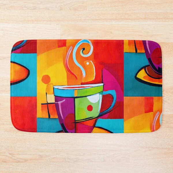 Item preview, Steaming Cup - A Vibrant Abstract Coffee Moment with Bold Hues and Lively Energy designed and sold by OlfactoART Studio.