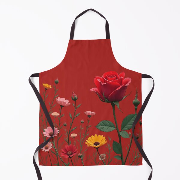 Item preview, Wildflowers and Red Rose on the Right - Candy Apple Red Background #5006CRD designed and sold by Wildflower Rose.