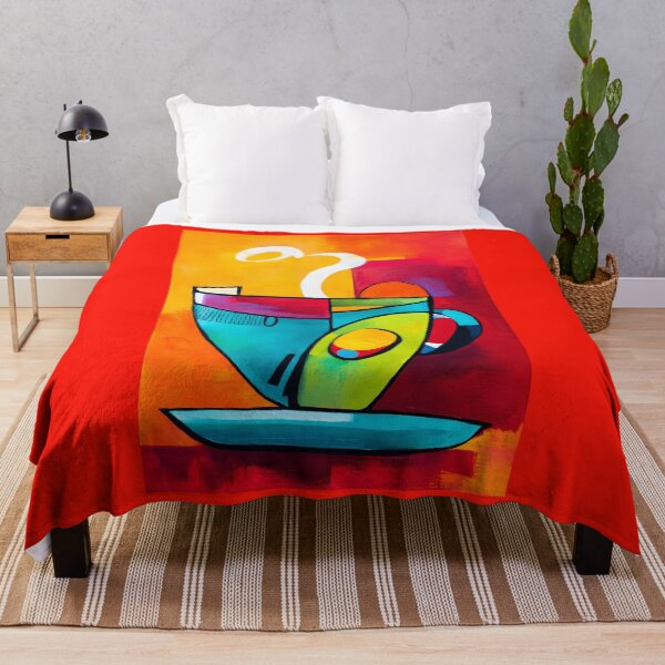 Item preview, Embrace the Abstract Boldness - Steam Rises from a Vibrant Geometric Coffee Cup designed and sold by OlfactoART Studio.