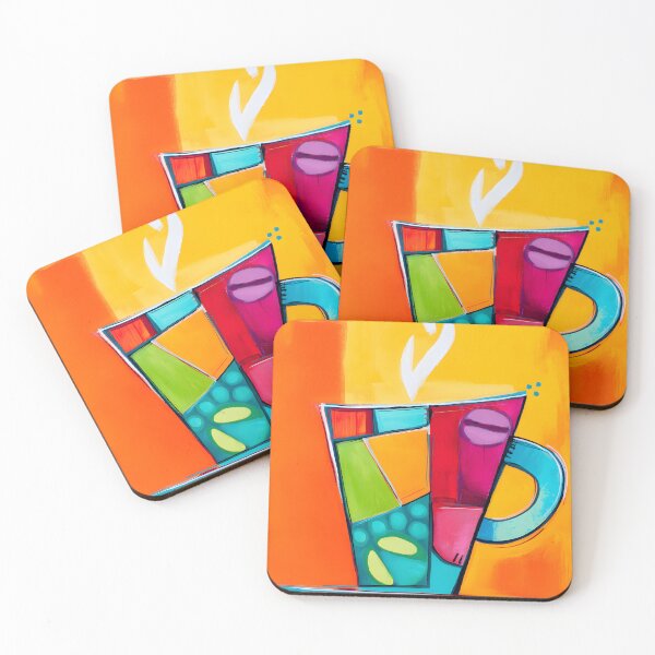Item preview, Playful Abstract Coffee - A Multicolored Cup Releases Steam in a Geometric Dance of Vibrant Energy designed and sold by OlfactoART Studio.