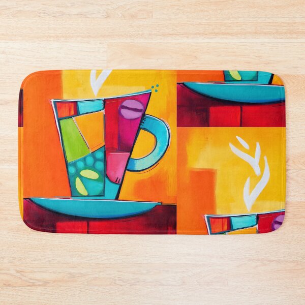 Item preview, Playful Abstract Coffee - A Multicolored Cup Releases Steam in a Geometric Dance of Vibrant Energy designed and sold by OlfactoART Studio.