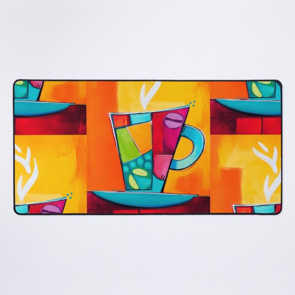 Item preview, Playful Abstract Coffee - A Multicolored Cup Releases Steam in a Geometric Dance of Vibrant Energy designed and sold by OlfactoART Studio.